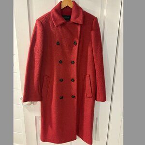 Ann Taylor Wool Blend Double Breasted Raspberry Peacoat Size Large